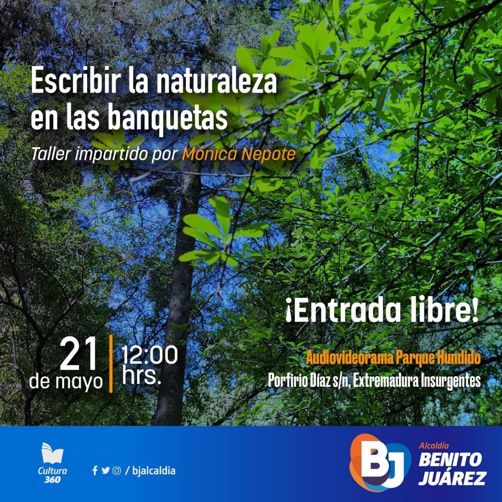 ¿Alguna vez has imaginado todas las historias que conocen los árboles o los relatos que guardan las plantas? Con este taller conecta con la naturaleza a través de la lectura y la escritura.
#CulturaBJ🍃
🗓️21 de mayo 
📍 Audiovideorama del Parque Hundido
🎟 Entrada libre