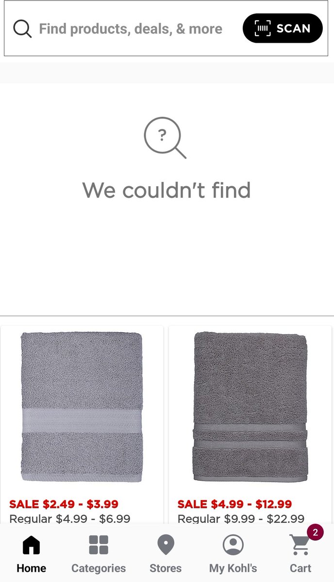 Phoenix_Molo's tweet photo. @Kohls In app, I tap anywhere on what's shown in 1st picture. The 2nd picture loads and scrolling down shows 8 items. Your app is broken. https://t.co/MN1macZkiu