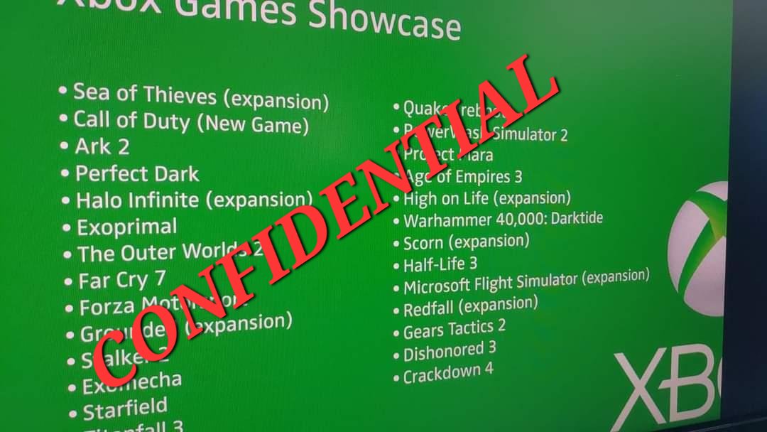 Guys... I think this #Xboxshowcase leak might be legit. It's the red CONFIDENTIAL across the list that proves its legitimacy.