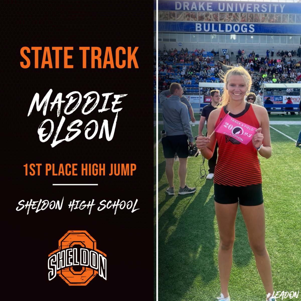 OrabsAD's tweet photo. Congratulations to Maddie Olson who is now a three time state champion, two time Drake Champion, school record holder and one of the best Sheldon Orab Track athletes of all time!

Congratulations Maddie on an outstanding high school career!
#LeadOn #orabs #sheldonorabs #highjump https://t.co/kDG7bjyWb4