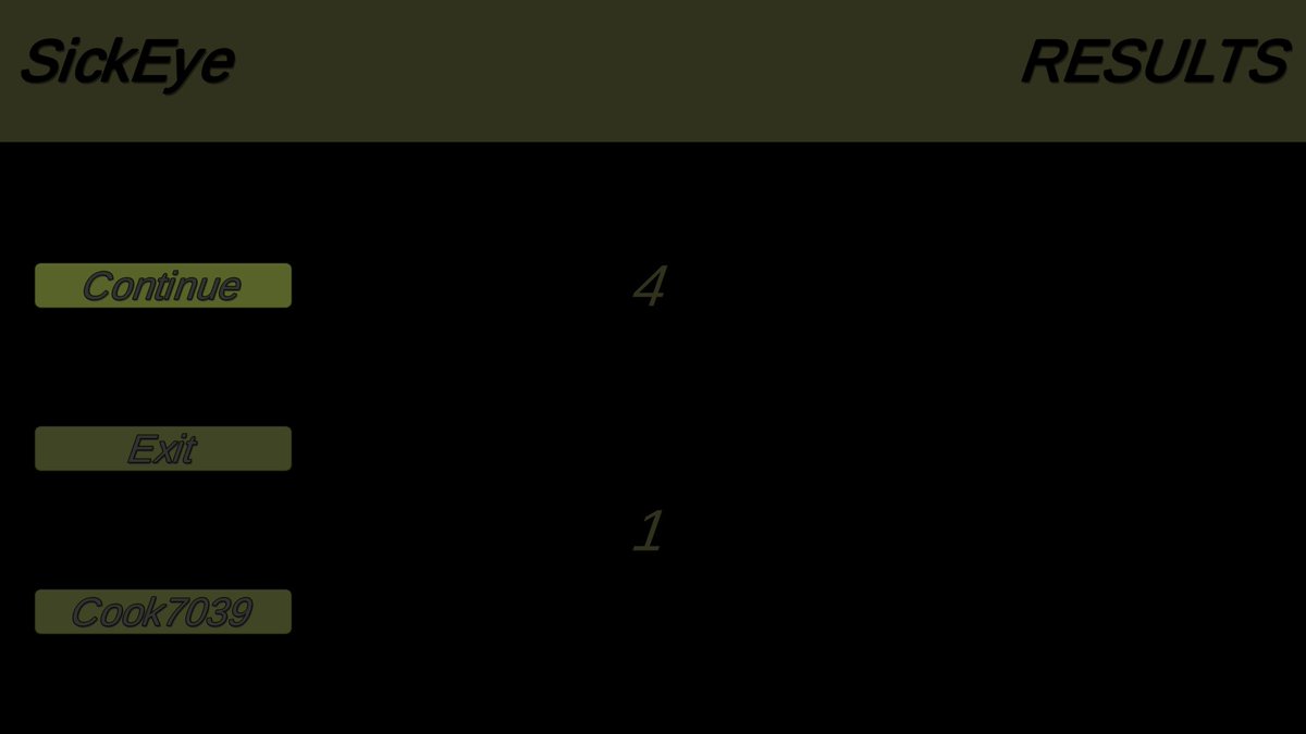 cook70392's tweet photo. Final touches on SickEYE™ being completed now!

-Added a 'Escape' door to end the game if enough kills are accumulated
-Added a 'Results' screen to show the ending

#madewithunity #unity3d #gamedev #indiedev #SickEYE #SickI #cook7039 https://t.co/IXtecrJzLG