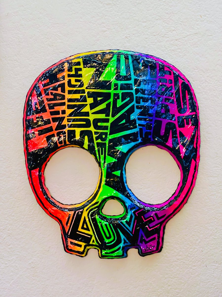 Ohh sooo shiny!.. 💀💥🏳️‍🌈 <a href="/inkedbyskut/">Sküt</a> #Skullpop Octopride 20x17” original #popart wall #sculpture // now with ❤️ Life 🧡 Healing 💛 Sunlight 💚 Nature 🩵 Magic 💙 Serenity 💜 Spirit 🩷 Sex… made with #LOVE for #Pride ‘23.
.
#weho #gay #lgbt #loveislove #westhollywood #art #queer