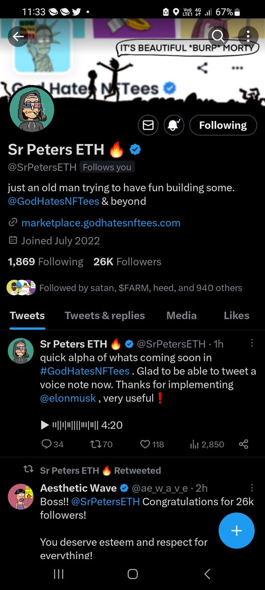 imallin84's tweet photo. @srpeters โฅ๏ธ๐๐๐๐ trust the process #GodHatesNFTees #ApeHaterClub #DVDATheCult #ETH #bluechiptoken https://t.co/yMJDiZMZv4