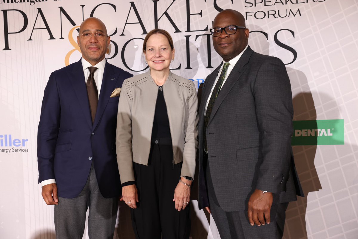 HiramJackson's tweet photo. The @MIChronicle Pancakes and Politics never disapoints! @mtbarra CEO of @GM and host @DennisArcherJr had a hour wide ranging discussion addresing racial justice, Inclusion and the future of EVs and autonomous vehicles. Thank you @PNCBank #Realtimesmedia https://t.co/JaDlbtmLLy
