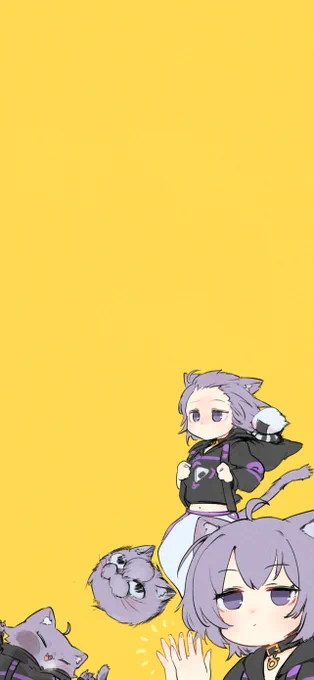 #絵かゆ 強風オールバック(猫又おかゆver) iPhone/iPad壁紙サイズになってます