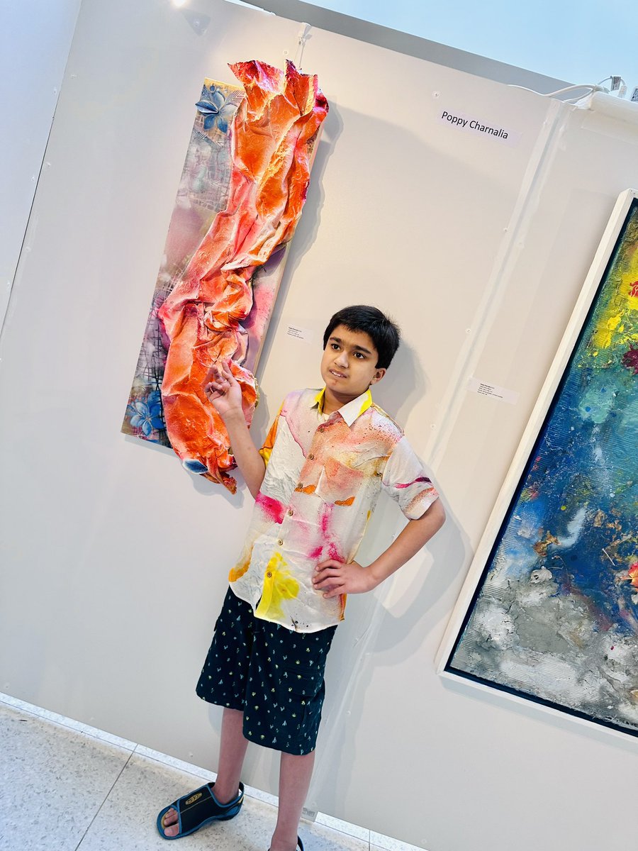 pcharnaliaa's tweet photo. My children have officially made it to the opening night of my Cannes Film Festival 2023 art exhibition, proudly showing my work. They are also wearing my artwork !!
#autismmomsrock #contemporaryartist #modernart #artnewyork #artboston #artmiami #autismawareness https://t.co/vPEONokgfC
