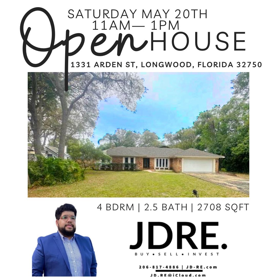 Homeswith_J's tweet photo. 𝗪𝗘 𝗔𝗥𝗘 𝗕𝗔𝗖𝗞 𝗧𝗛𝗜𝗦 𝗪𝗘𝗘𝗞𝗘𝗡𝗗!

Come tour this Beautiful 4 Bed 2.5 Bath home with a huge fenced back yard in #Longwood, Florida. #OpenHouse: Saturday May 20th 11AM — 1pm

📍 1331 Arden St, Longwood, FL 32750

Let’s work together.

P: 206-817-4886
#HumansOverHouses https://t.co/YLgMsZZczi