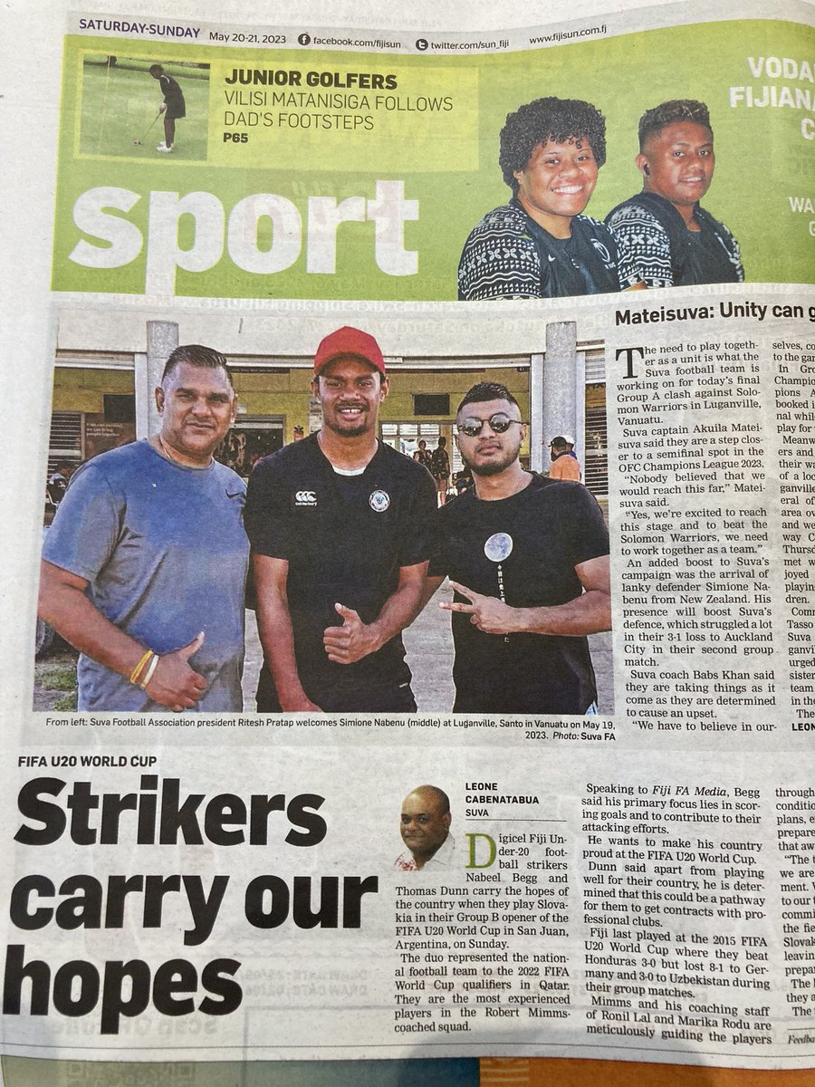 When soccer has the back page… Sadly not Australia but Fiji… #fijisun @Gatty54 @Mike_Tuckerman @dalmanac @grassrootsfoot1 @Cotsy_