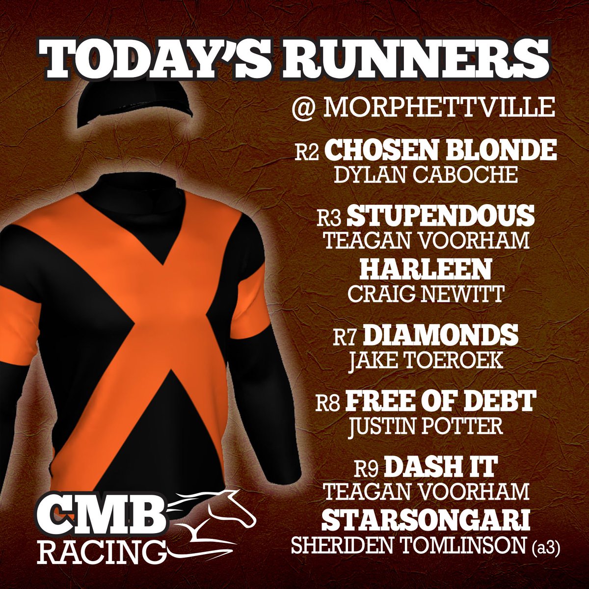 RacingCmb's tweet photo. R2 CHOSEN BLONDE has speed to put herself in good position  

R3 STUPENDOUS on debut and HARLEEN contest David Coles Am Stakes 

R7 DIAMONDS expected to finish off strongly  

R8 FREE OF DEBT contests his fifth and final G1

1/2 https://t.co/Nc7OXx0h0k