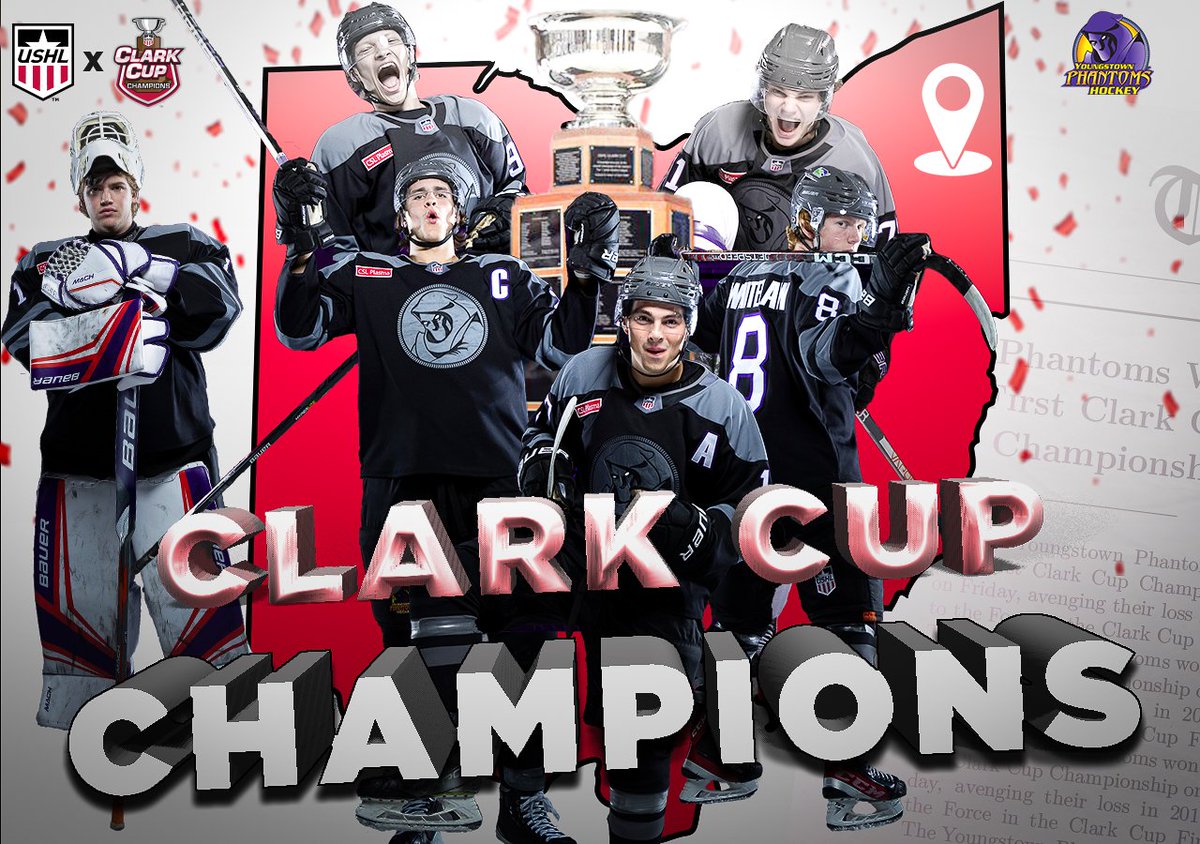 USHL's tweet photo. Congratulations to the Youngstown Phantoms in winning their first Clark Cup.  #StarsRise https://t.co/CwQxGKQncQ
