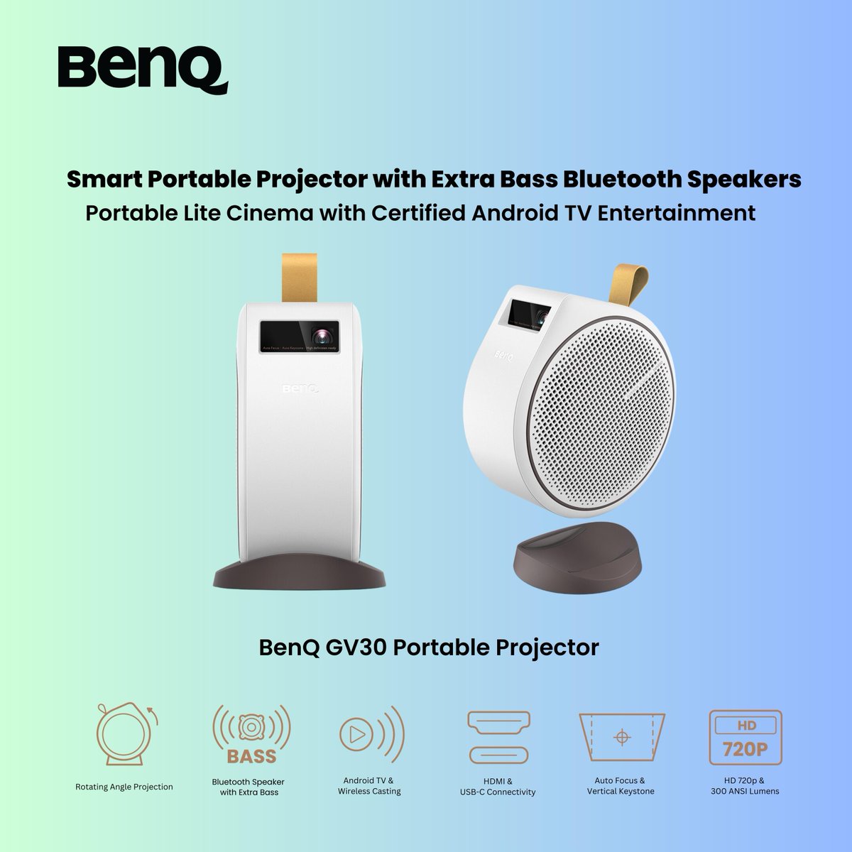 BenQ_AU's tweet image. BenQ GV30 Portable Projector with Extra Bass Bluetooth Speakers

✔️Everlasting Vibrant Colours
✔️Certified Android TV Entertainment
✔️Remote Control with Smartphone App

Click on the link to get one now- benq.com/en-au/projecto…

 #BenQ #GV30 #Portable #Projector