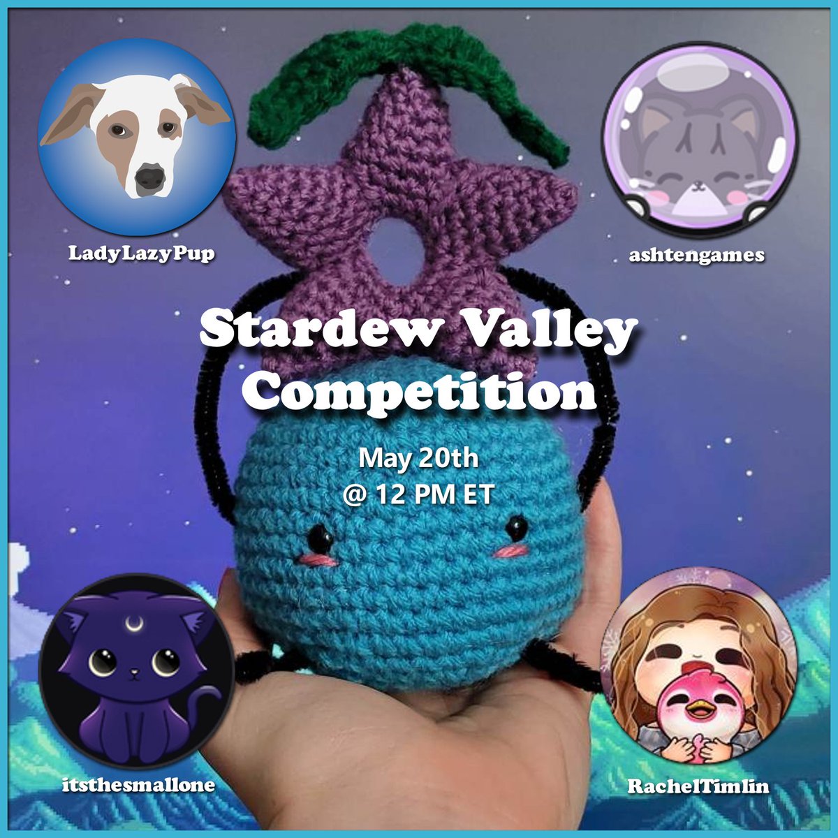 ladylazypup's tweet photo. Tomorrow is our Stardew Valley Competition! We will be going head to head to see who can get the most points after 3 hours of game play! We start at 12PM ET. Join us and cheer us on! 

Donate to St. Jude here for St
 Jude Play Live:
https://t.co/ro8yNLdsgm… https://t.co/t0UAp0lfaD