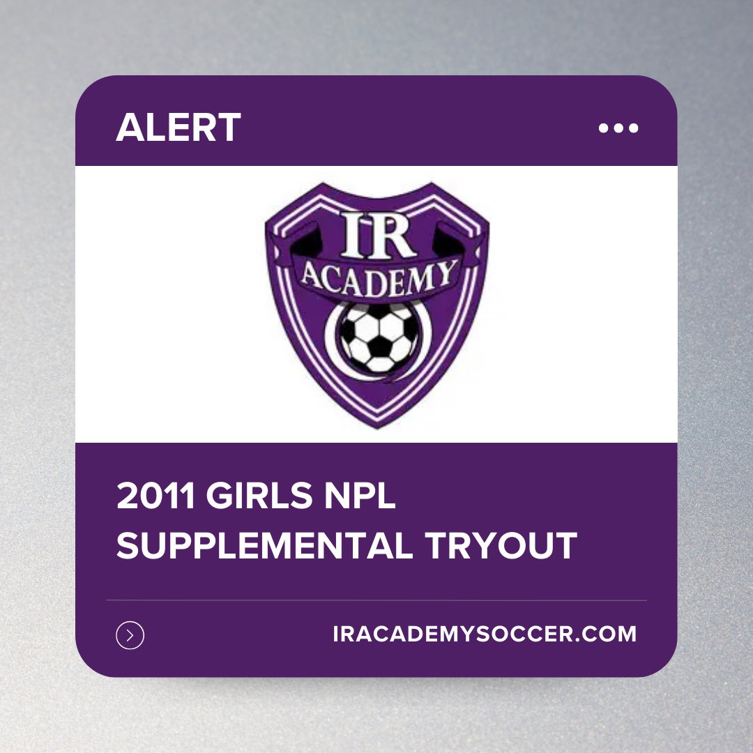 IR_ACADEMY's tweet photo. IR Academy is hosting a supplemental tryout for 2011 girls May 22-23 @ Bartholomew Sports Park-Field Four in Elk Grove. We are looking to fill out the roster of our 2011 National Premier League girls’ team. This tryout begins at 5:30pm on both days. Visit https://t.co/nwFVDKbWWO https://t.co/hFrrx1BzPr
