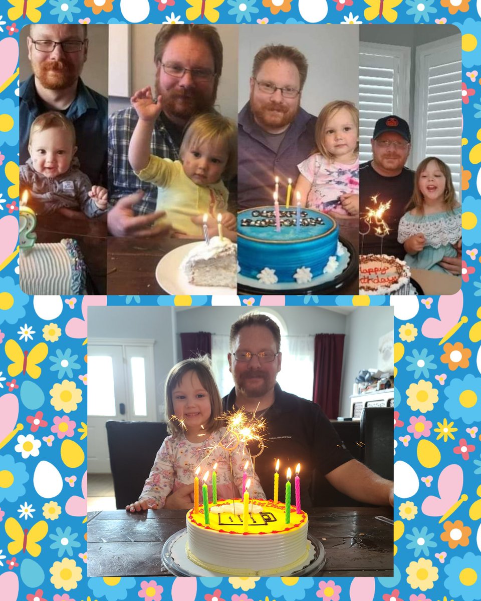 Today is my husband's bday and tomorrow is my bday. These are pictures of all his birthdays since Violet was born. This year he is 36 and she is 4.34 #happybirthday #mommingwithmets #caregiver #metastaticbreastcancer #milestones