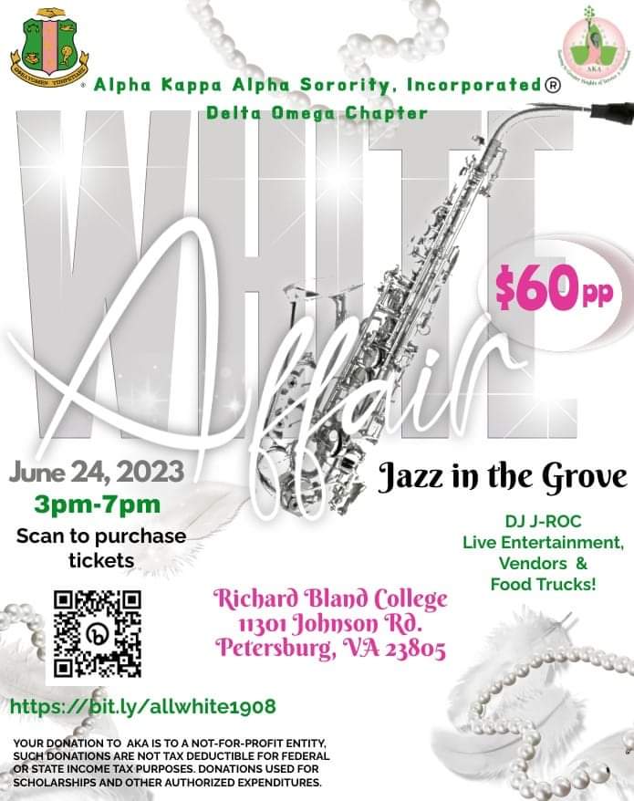 Join us June 24th 3pm - 7pm as we kick off the summer with an all white affair in the pecan grove at RBC. Enjoy food, live entertainment, vendors and lots of fun perfect for a summer evening. #AKA1908 #soaringwithAKA