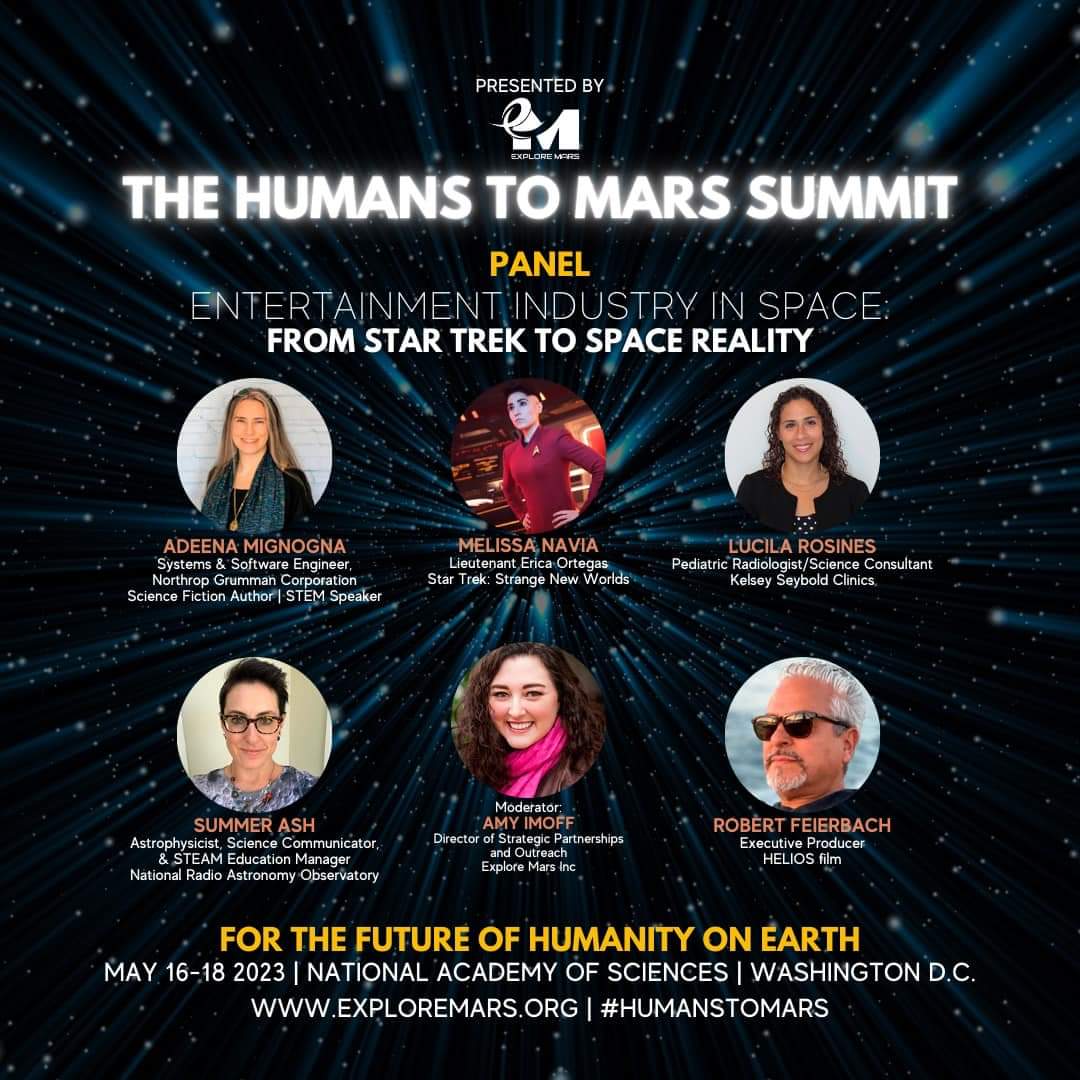 What a joy it was to speak with @melissaCnavia from Star Trek Strange New Worlds at the #HumansToMars #marssummit.  It was interesting to hear how sci-fi stories inspired much of space reality & what is needed for future space exploration & for the benefit of humans on earth.