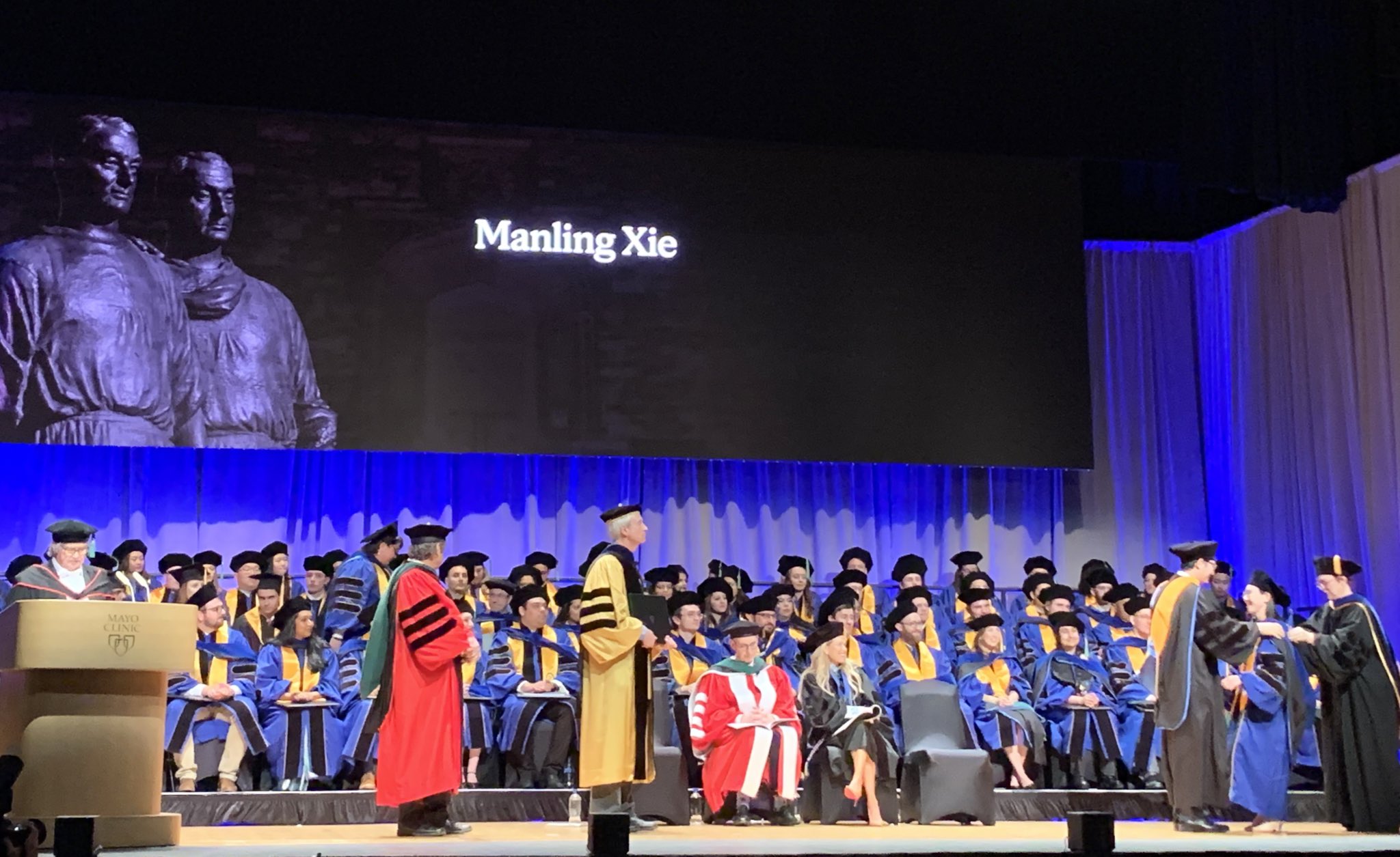 manling First time attend Mayo commencement ceremony.  Announce Wu lab at Mayo first PhD graduate, Dr Manling Xie! @Manling_Xie  Many congrats again, Manling! You are such a