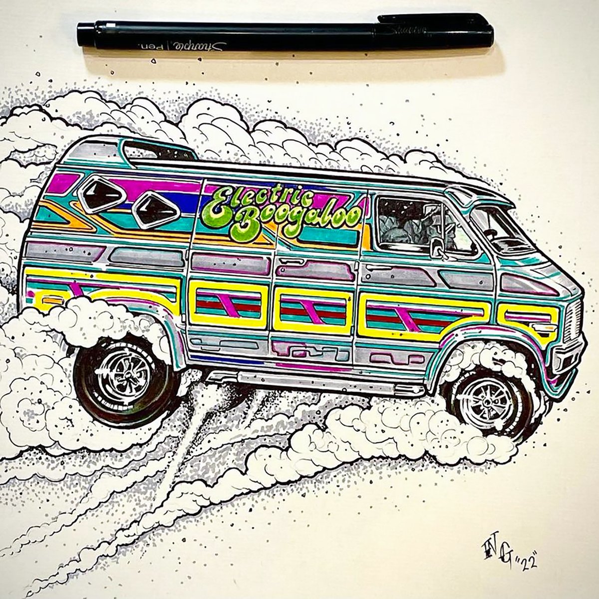 Happy Van Art Friday!
.
@nategrecoart 's incredible version of @j_money_fla 's awesome #electricboogaloovan  !
.
#vanartfriday #vanart #van #dodge #dodgevan #mopar #tradesman @orlandostreetvans #vans #customvan #boogievan #showvan #vannin #vanporn #vancult #getinandgetiton