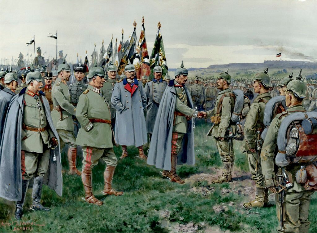 The supremacy of the German Army during WW1:

Outnumbered at every front, with allies who were less than useless, the Germans were winning despite the entrance of a fresh Italian army in 1915. They kept winning until the U.S. intervened.

The greatest fighting race in the world.