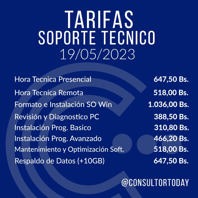 🏷 TARIFAS SOPORTE TÉCNICO🏷

#19may #listadoprecio #tecnologia #venezuela #soportetecnico #vzla #freelance #cuantocobrar #soportetecnicovzla #serviciotecnicopc  #soportetécnicoremoto #tarifassoportetecnico #soportetecnicove #formateopc #informatica #computacion #serviciotecnico