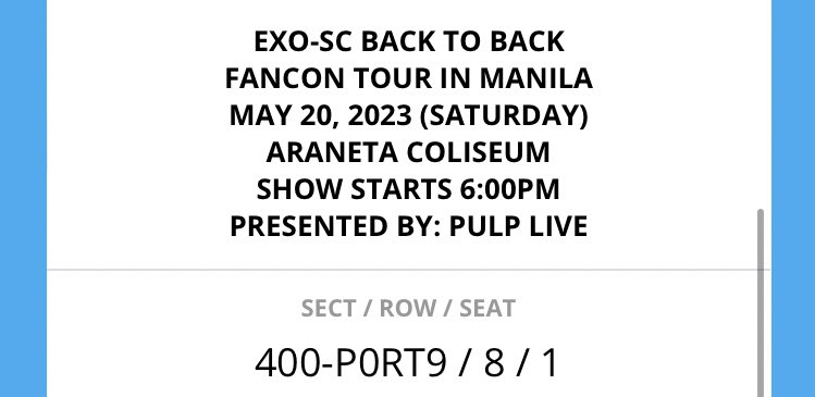 WTS LFB #EXOSCinMNL TIX

UB B TICKET  ROW 8 SEAT 1 
ORIGINAL PRICE / MEET UP LATER SA ARANETA 

RFS: UPGRADE 

HELP RTTTT