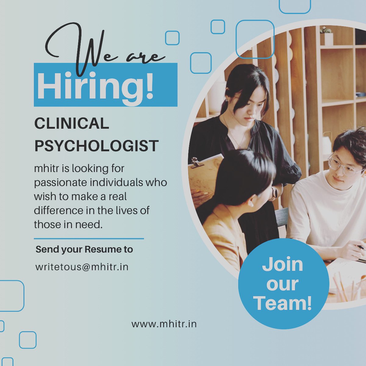 We are seeking a skilled and dedicated Psychologist to join our team. The ideal candidate will have a deep understanding of psychological disorders, and evidence-based treatment interventions. 

#MentalHealthTech
#InnovationInMentalHealth
#psychologyjobs 
#TeamExpansion