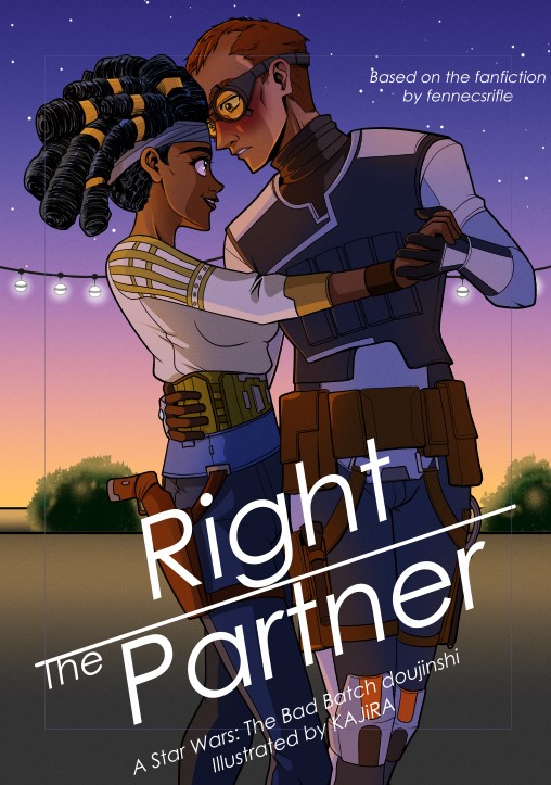 (Lo-res preview atm)

Man, still can't get over how wonderful this cover art turned out!!! Thank you @fennecsrifle for the kind permission to turn your fanfic into a doujinshi (fancomic)! 

#StarWars #TheBadBatch 
#TechPhee #FanArtFriday 
#StarWarsFanArt