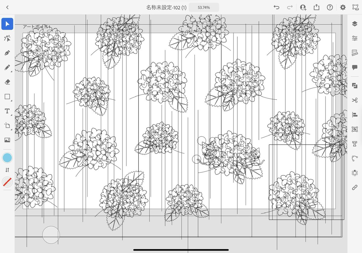Illustrator iPad版で描いた紫陽花です。 ※2枚目はアウトライン  #あなたの紫陽花見せてください