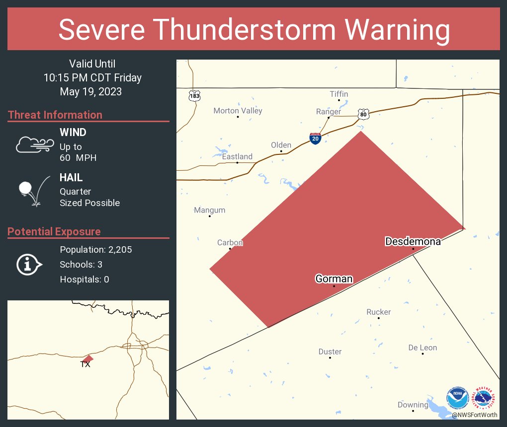 NWS Fort Worth on Twitter "Severe Thunderstorm Warning including