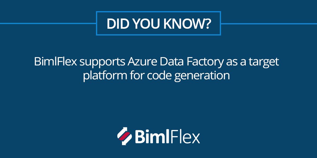 We are excited to announce that #BimlFlex now supports #AzureDataFactory! As a result, we can now create and deploy #SQLServer pipelines for #AzureSynapse, and more. #biml