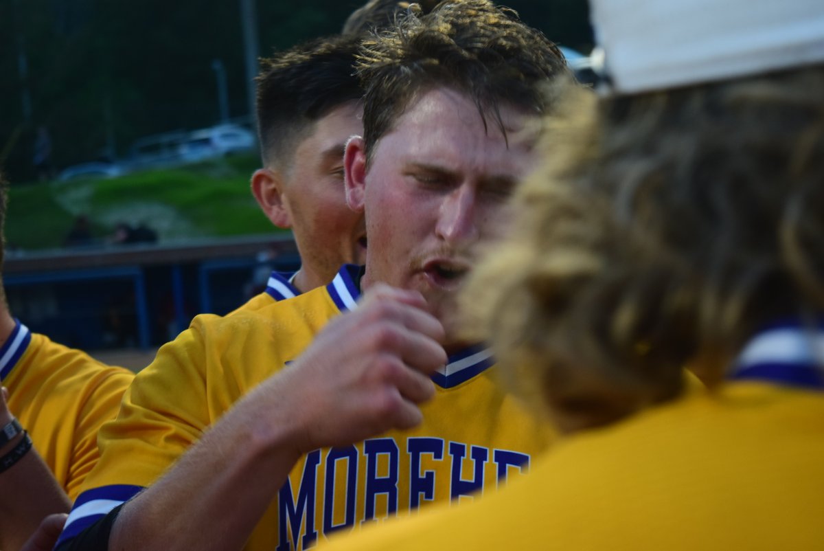 MSUEaglesBsball's tweet photo. .@MSUEaglesBsball's @LittleMillie13 gave an impromptu fired-up speech to the squad after winning the team's first outright @OVCSports baseball title since 1979 with Friday's 14-10 home victory on Senior Day.

He's ready for the postseason! https://t.co/gRrkgzUqGY