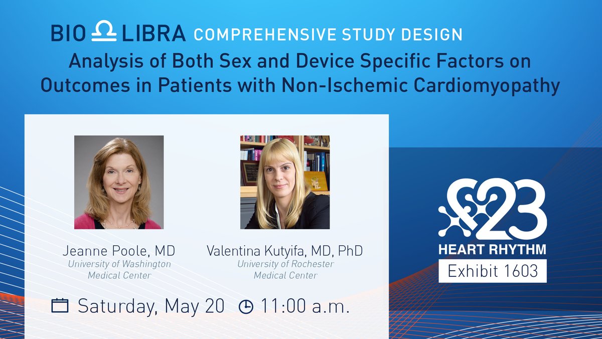 BIOTRONIK is excited to have Dr. Kutyifa and Dr. Poole recap the BIO-LIBRA study results and expand on methods in our booth tomorrow morning at 11:00 AM! They will share 1-year data on the impact gender and device type on outcomes at Exhibit 1603.

#HRS2023 #ClinicalStudies