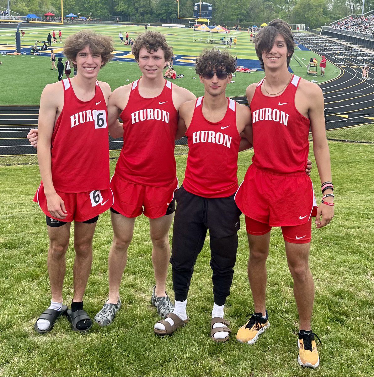 HURONXC's tweet photo. Congratulations Lucas Kuhn, Samuel Stanley, Abdul Ghennewa, and Ryan Morris! 4x800M Relay MHSAA State Finals qualifiers https://t.co/vZtsH7su5L