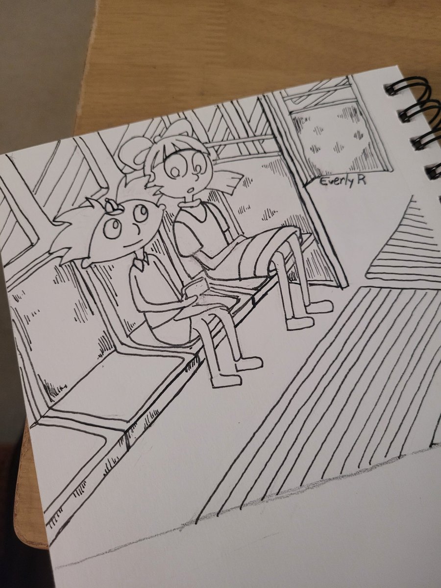 Arnold and Helga riding a train together. Possibly coloring it later. 
#heyarnold #heyarnoldfanart #fanart #helgagpataki #helgapataki #opthepatakis #operationthepatakis