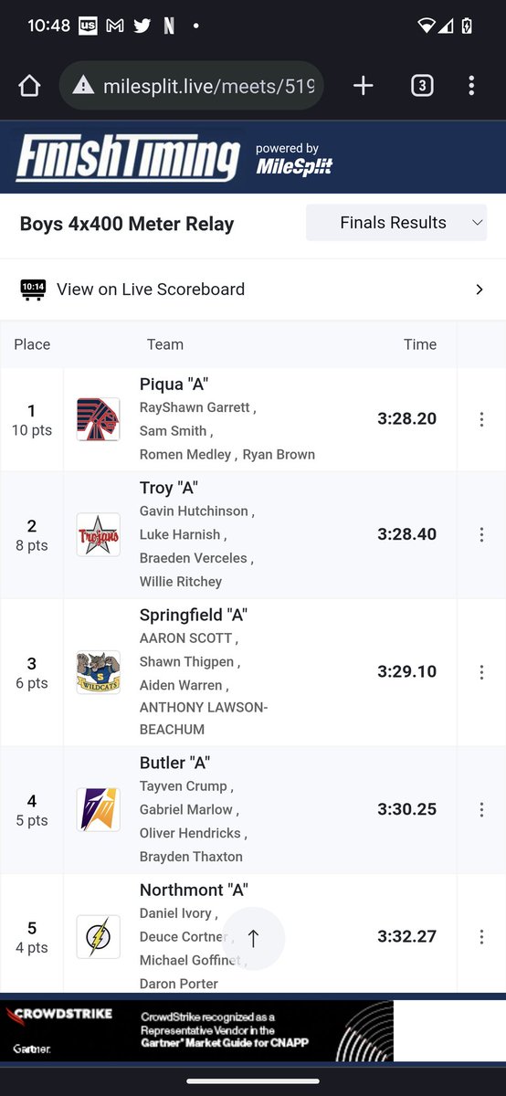 CoachMetz1's tweet photo. The 4x400m relay team qualified for the Regional meet with a PR time.  This will be the first 4x400 meter run at the Regional meet since 2018.  Congratulations Gavin, Luke, Braeden and Willie! https://t.co/cYaFFE1q9J