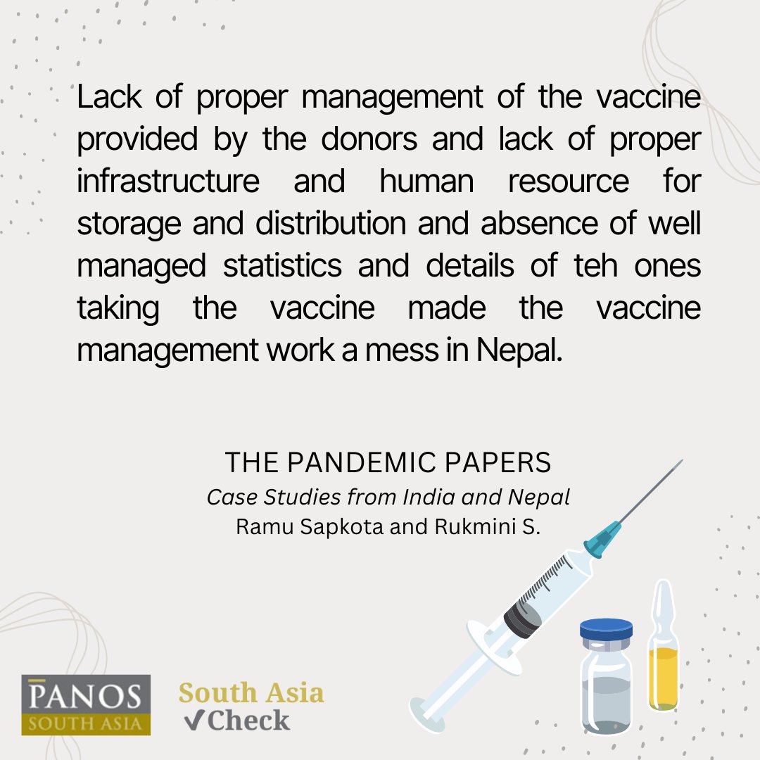 A piece of our latest report titled "THE PANDEMIC PAPERS, Case studies from Nepal and India" authored by <a href="/ramusapkota/">Ramu Sapkota</a> and Rukmini S.
#PandemicPaper #SouthAsia #Covid19 #SouthAsiaCheck #PanosSouthAsia #Pandemic