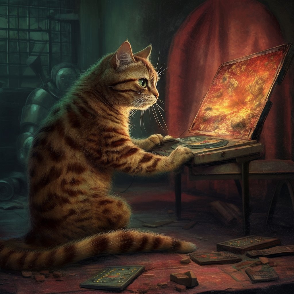 pizzacatnocap's tweet photo. Goodnight, cyberpals! Pizza Cat's been hard at work creating the most flavorful online experience. Look forward to waking up to the smell of fresh, virtual pizza! 🍕🌙#CyberSlice #PizzaDreams #AIArtworks #Midjourney https://t.co/S2THZJGzdt