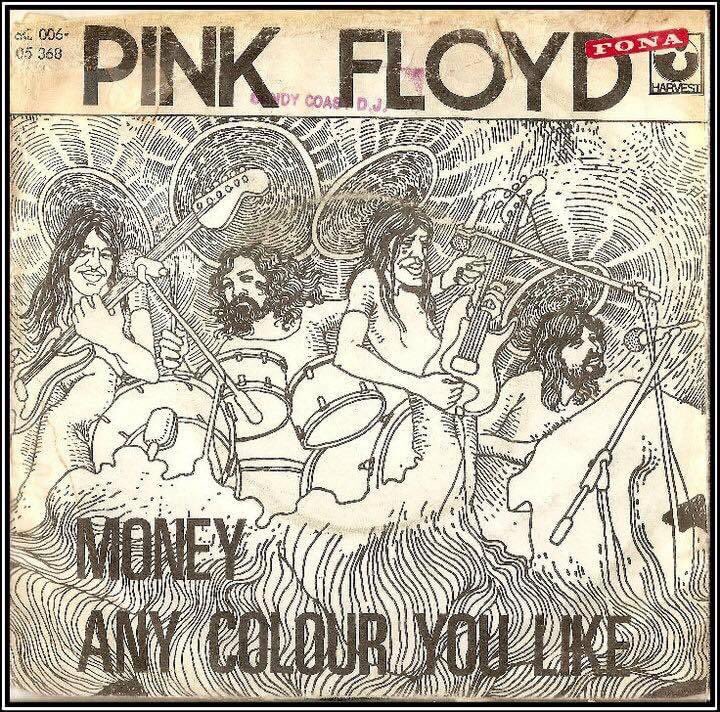 Unique picture sleeve from Denmark. @pinkfloyd Money b/w Any Colour You Like. Released in 1973 to promote the album ‘The Dark Side of the Moon, little is known about the artist who drew the cartoon of the group on the cover! @rogerwaters @davidgilmour @nickmasondrums @rarerecords