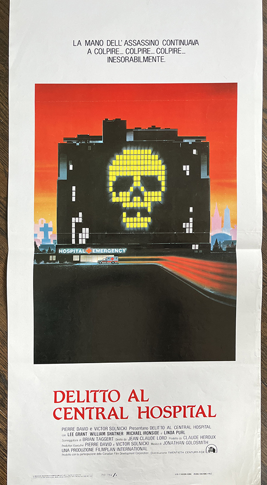 WestgatePosters's tweet photo. 20% OFF ENTIRE STORE NOW! Lee 'Miriam "I'm Gonna Heat Up the Lasagna" Polar' Grant &amp; Bill Shatner VS dangerously unhinged maniac Mike Ironside in underrated '82 Canuxploitation slasher VISITING HOURS! Cool hospi-skull art on locandina just $36! https://t.co/l5Rz3rjRVY https://t.co/EjBzjoF4wD