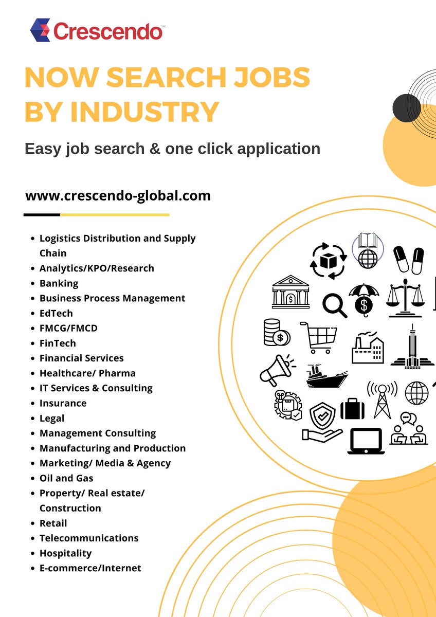 Now Search Jobs by Industry!

Easy job search & one-click application.
Apply now at buff.ly/3gVTV9f

#crescendoglobal #technology #analytics #humanresources #legal #research #banking #finance #insurance #sales #marketing  #jobsinmumbai #jobsinbangalore #jobsingurgaon