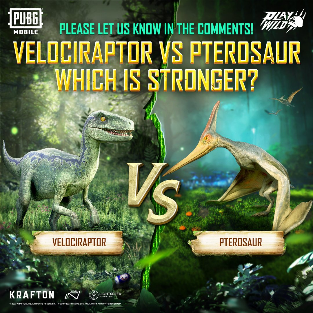 Calling in the squad! 🤳

Which is stronger: Velociraptor or Pterosaur? 

Drop in & go wild: 
📲 pubgmobile.live/DINOGROUND 

#PUBGMOBILE #PUBGMOBILEC4S12 #PUBGMDINOGROUND #PUBGMPLAYWILD