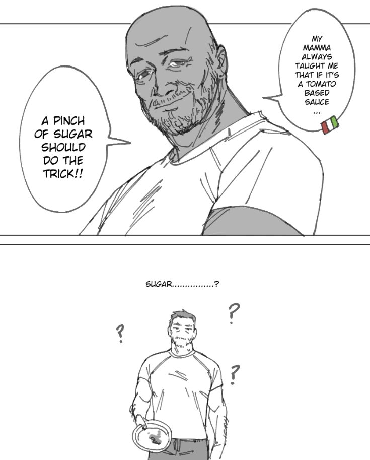 #ResidentEvil #ChrisRedfield #EthanWinters Winterfield comic about pasta!!🍝🍝🍝(1/3)