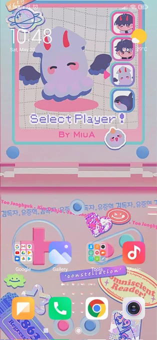 I've had both of  reflection joongdok as home wallpaper and lockscreen, but now changing the home wallpaper to miu's latest wp coz it's too cute to resist!! 
