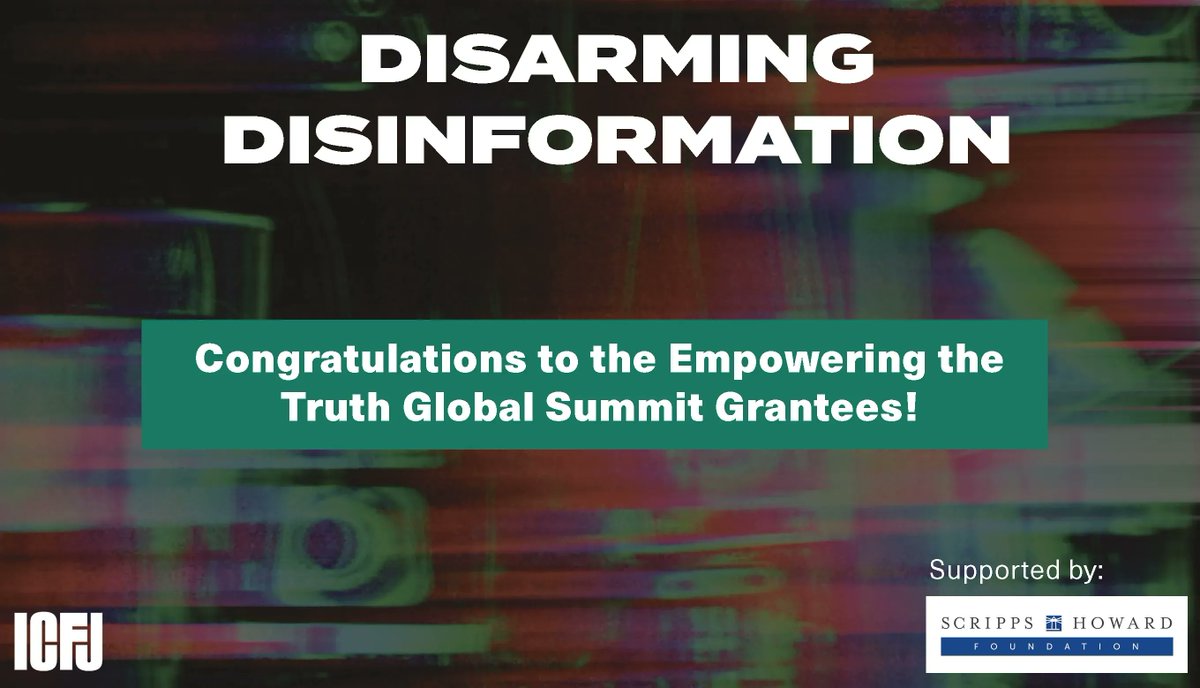 ICFJ's tweet photo. These 18 innovative multimedia projects are receiving grants totaling 72,000 USD to amplify the reach of reliable news and #DisarmDisinformation using sign language, cartoons, video games, chatbots, radio dramas and more: https://t.co/GEwCZeqErv https://t.co/YaItrrCFzC