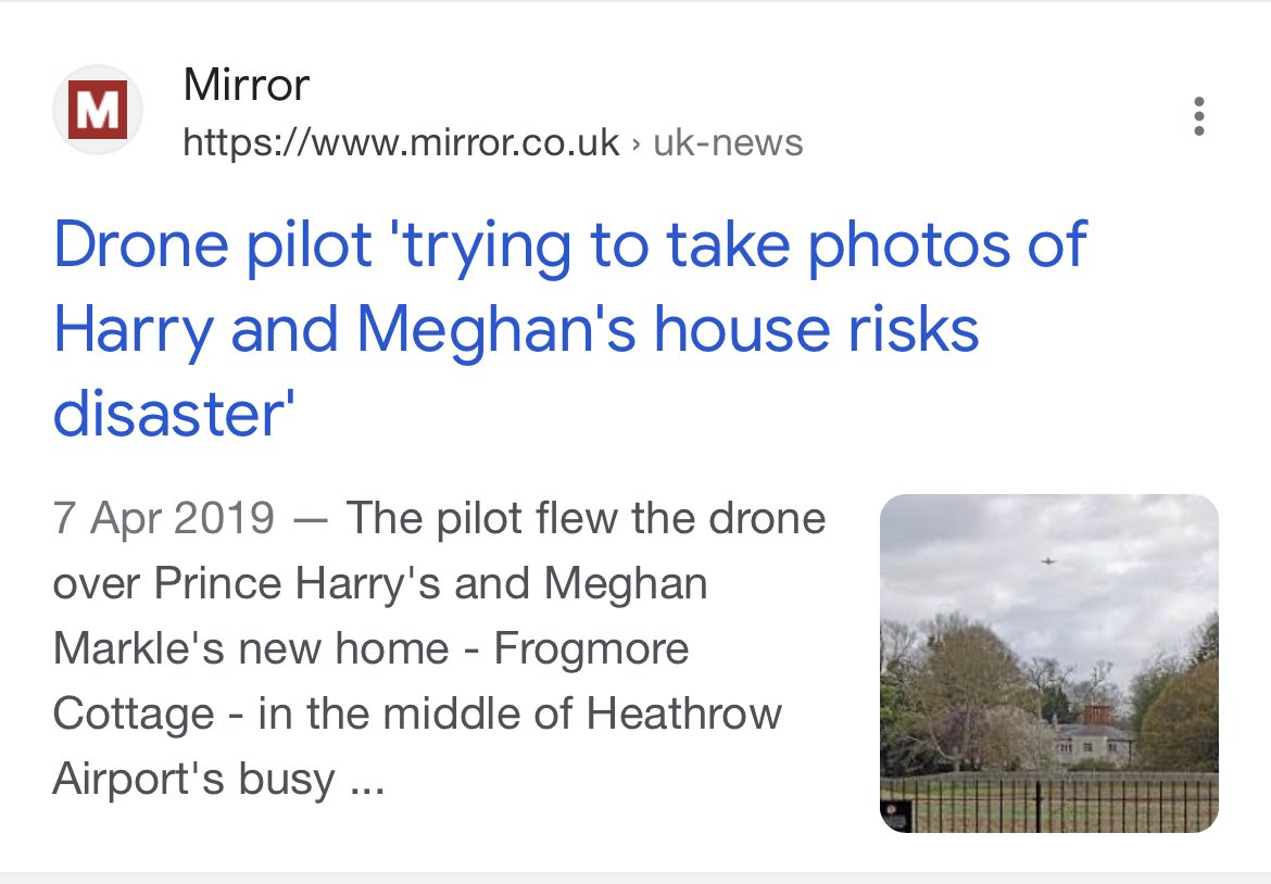 RT @bookedbusy: @ArchewellBaby Don’t forget they flew drones over Frogmore Cottage until a ban was put in place. https://t.co/5pc4a0ti6l
