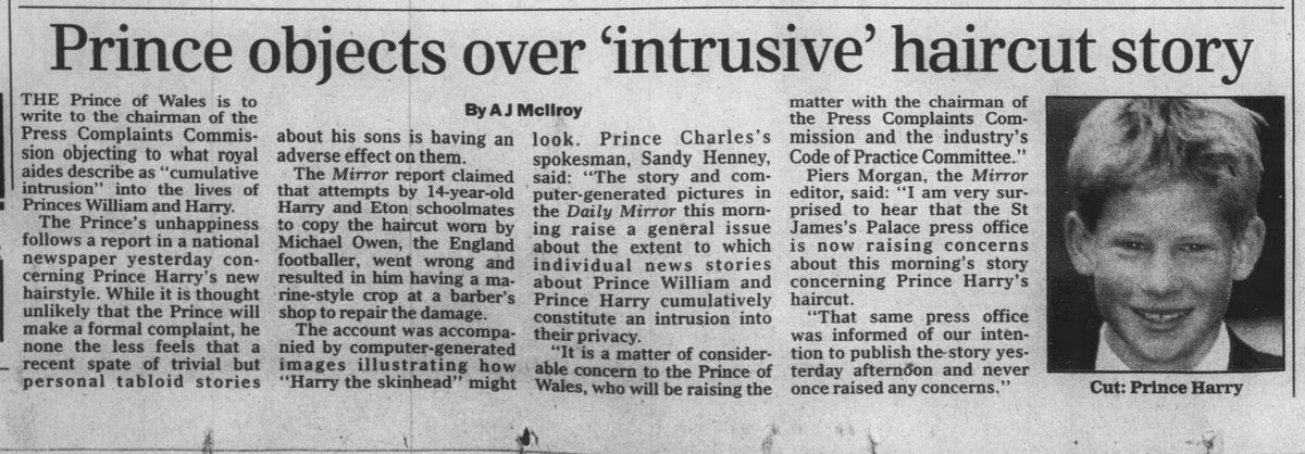 #PrinceHarry 14 yrs of age (The Telegraph 15 Oct 1998) #tabloid #BritishMedia #DukeofSussex