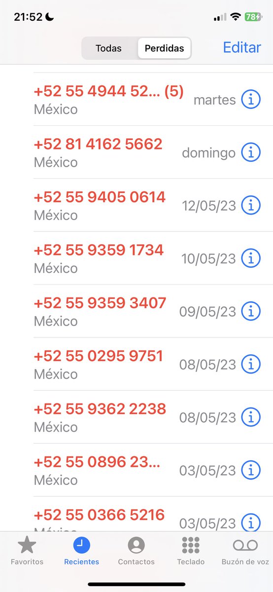 ENRIQUENAU2017's tweet photo. Son una muestra de las llamadas perdidas que tengo de todos los números de Telcel, me están ACOSANDO @AtencionProfeco @CondusefMX @Telcel @arturoelias @policiaciber https://t.co/L6AxSvCE5u