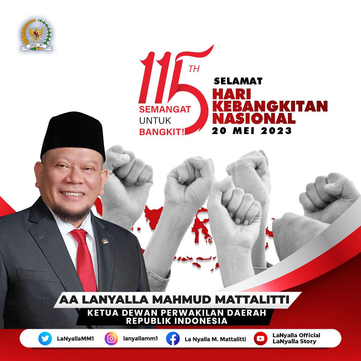 LaNyallaMM1's tweet photo. Hari Kebangkitan Nasional merupakan titik awal mula bangkitnya rasa semangat persatuan, kesatuan dan nasionalisme. 

#LaNyalla #dpdri #harkitnas2023 #harikebangkitannasional #harkitnas #harikebangkitannasional2023 https://t.co/fchH0VLXM6