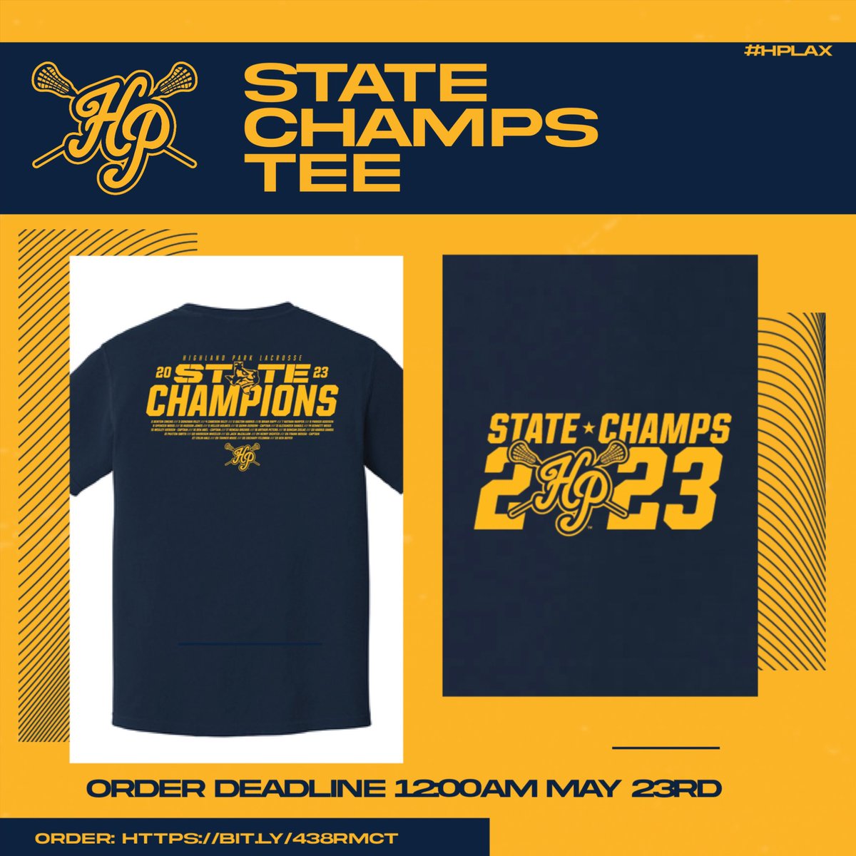 hplax's tweet photo. Commemorative 2023 State Championship Tees now avail for limited time! Now shipping anywhere in the lower 48.  Get em while they’re gone! 🔥 https://t.co/N8qepCPrbc https://t.co/n7BU7RQYaM