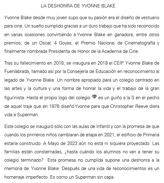 pilukiluki's tweet photo. Esta es la historia de la deshonra de Yvonne Blake, Presidenta de la @Academiadecine. 
Ayudadnos a reestablecer el homenaje que se le rindió, el CEIP Yvonne Blake debe terminarse ya.Os esperamos en la concentración el 21 de Mayo frente a las puertas del colegio.
#SOSYvonneBlakeYA https://t.co/ntl3euvFY4